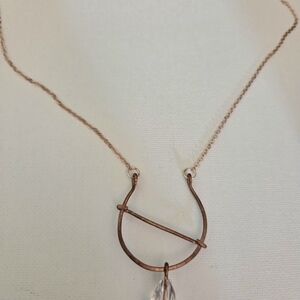 3/$30 Hammered Copper Necklace with Teardrop Crystal
